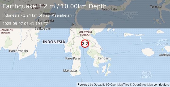 Earthquake SULAWESI, INDONESIA (3.2 m) (2025-09-07 07:41:19 UTC)