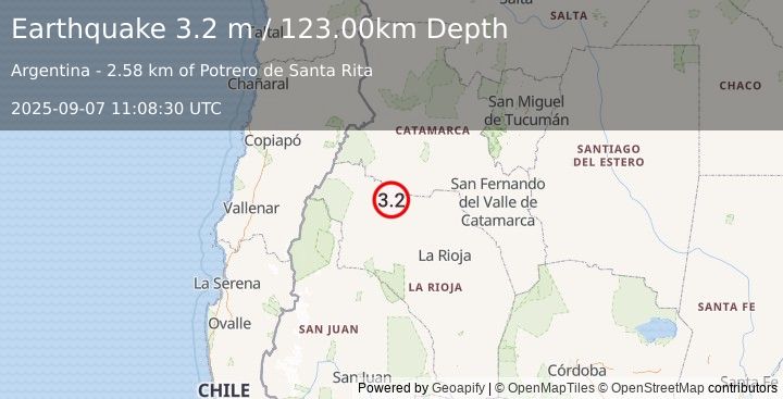 Earthquake LA RIOJA, ARGENTINA (3.2 m) (2025-09-07 11:08:30 UTC)