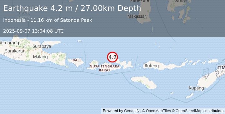Earthquake BALI SEA (4.2 m) (2025-09-07 13:03:21 UTC)