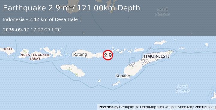 Earthquake FLORES REGION, INDONESIA (2.9 m) (2025-09-07 17:22:27 UTC)