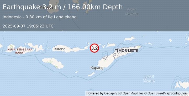 Earthquake FLORES REGION, INDONESIA (3.2 m) (2025-09-07 19:05:23 UTC)