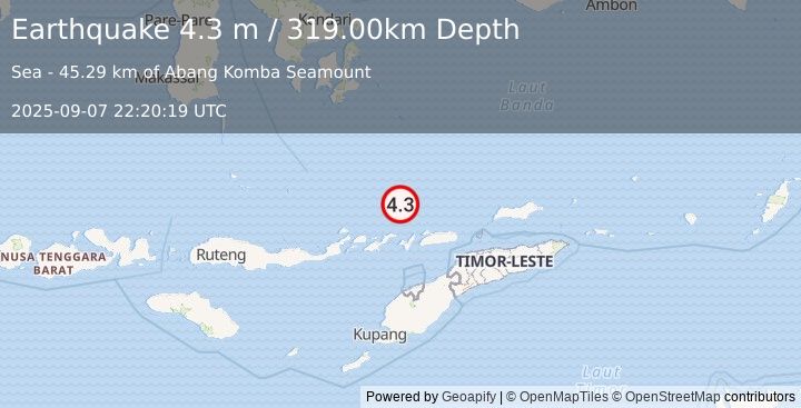 Earthquake BANDA SEA (4.3 m) (2025-09-07 22:20:19 UTC)