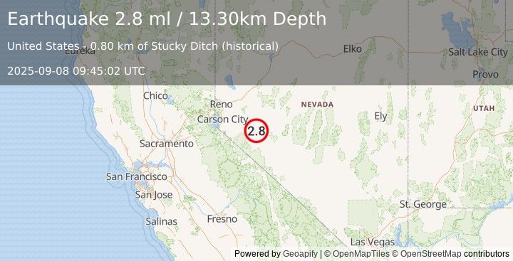 Earthquake NEVADA (2.8 ml) (2025-09-08 09:45:02 UTC)