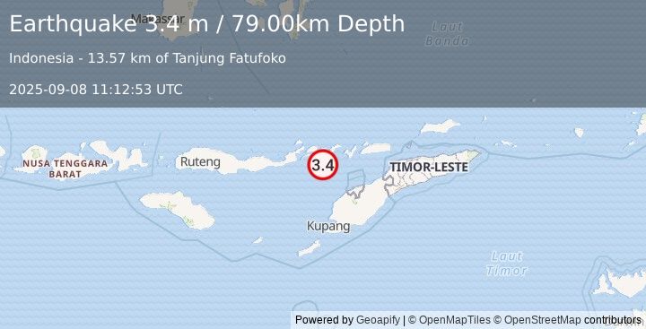 Earthquake FLORES REGION, INDONESIA (3.4 m) (2025-09-08 11:12:53 UTC)