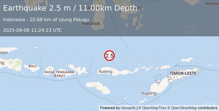 Earthquake FLORES SEA (2.5 m) (2025-09-08 11:24:23 UTC)
