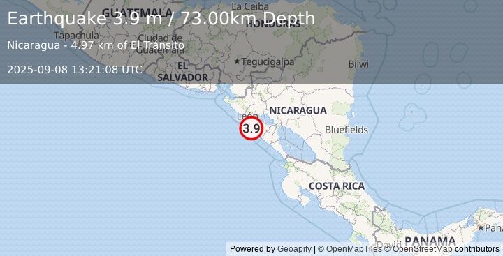Earthquake NICARAGUA (3.9 m) (2025-09-08 13:21:08 UTC)