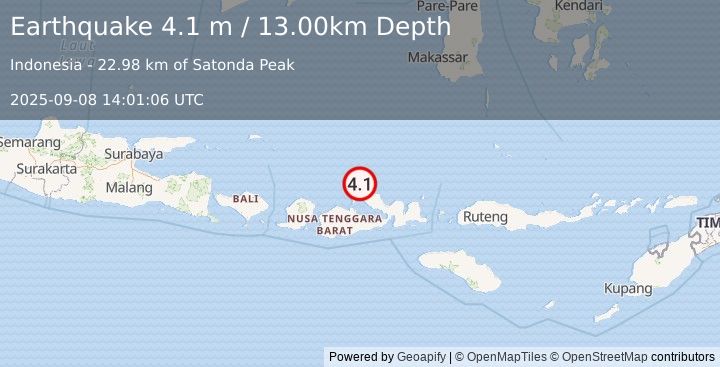 Earthquake BALI SEA (4.1 m) (2025-09-08 14:01:06 UTC)