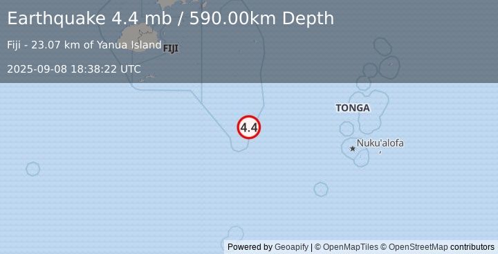 Earthquake FIJI REGION (4.4 mb) (2025-09-08 18:38:22 UTC)