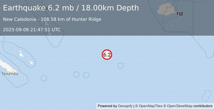 Earthquake VANUATU REGION (6.4 mw) (2025-09-08 21:47:50 UTC)