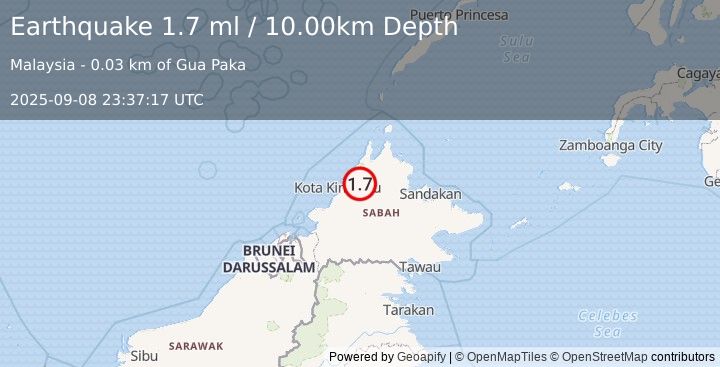 Earthquake SABAH, MALAYSIA (1.7 ml) (2025-09-08 23:37:17 UTC)