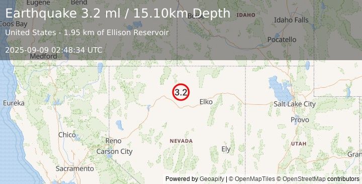 Earthquake NEVADA (3.2 ml) (2025-09-09 02:48:34 UTC)