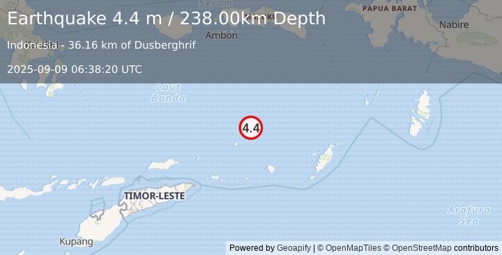 Earthquake BANDA SEA (4.4 m) (2025-09-09 06:38:20 UTC)