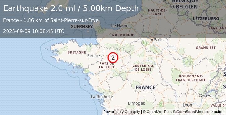 Earthquake FRANCE (2.0 ml) (2025-09-09 10:08:45 UTC)