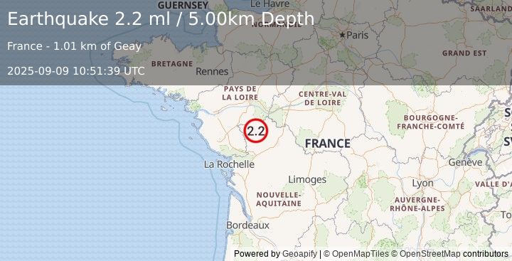 Earthquake FRANCE (2.2 ml) (2025-09-09 10:51:39 UTC)