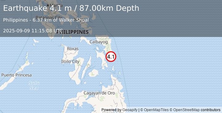 Earthquake SAMAR, PHILIPPINES (4.1 m) (2025-09-09 11:15:08 UTC)