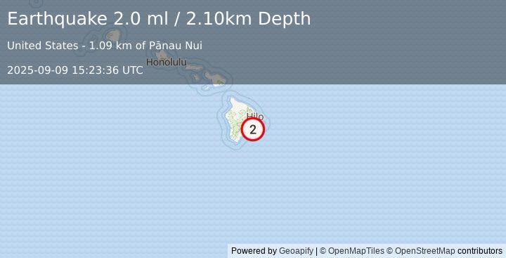Earthquake ISLAND OF HAWAII, HAWAII (2.0 ml) (2025-09-09 15:23:36 UTC)