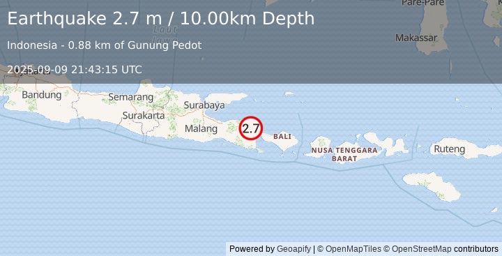 Earthquake BALI SEA (2.7 m) (2025-09-09 21:43:15 UTC)