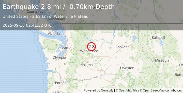 Earthquake WASHINGTON (2.6 ml) (2025-09-10 02:41:31 UTC)