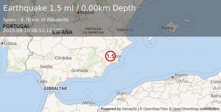 Earthquake SPAIN (1.5 ml) (2025-09-10 08:52:12 UTC)