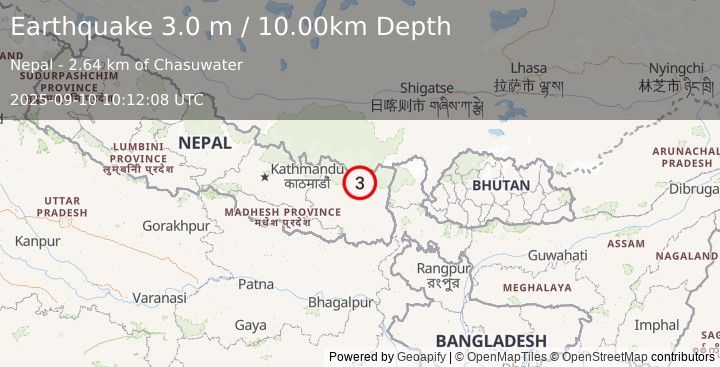 Earthquake NEPAL (3.0 m) (2025-09-10 10:12:08 UTC)