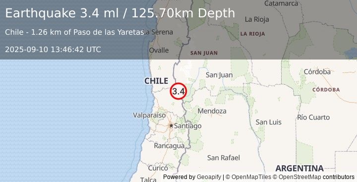 Earthquake SAN JUAN, ARGENTINA (3.3 ml) (2025-09-10 13:46:41 UTC)