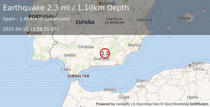 Earthquake SPAIN (2.3 ml) (2025-09-10 13:58:55 UTC)