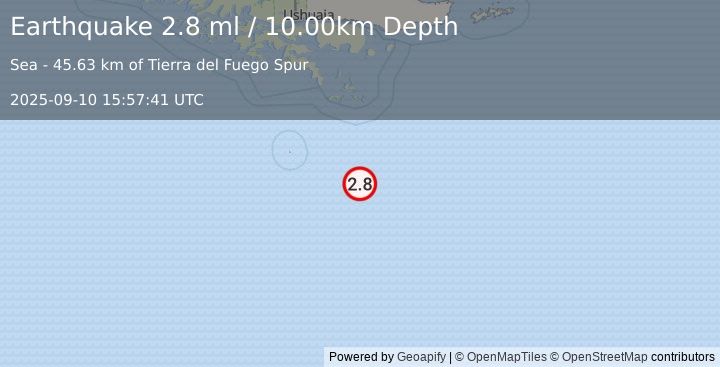 Earthquake DRAKE PASSAGE (2.8 ml) (2025-09-10 15:57:41 UTC)