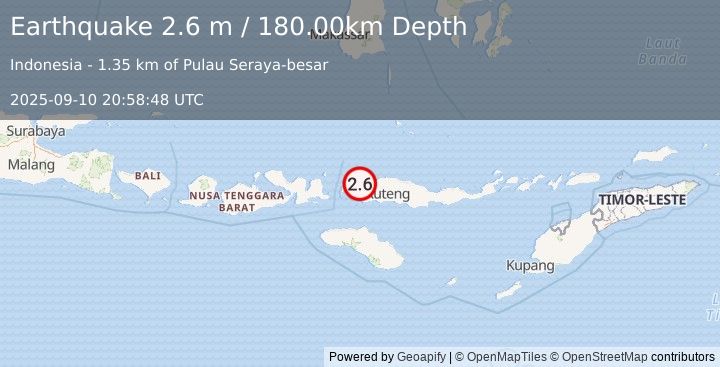 Earthquake FLORES REGION, INDONESIA (2.6 m) (2025-09-10 20:58:48 UTC)