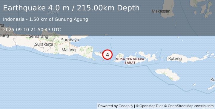 Earthquake BALI REGION, INDONESIA (4.0 m) (2025-09-10 21:50:43 UTC)