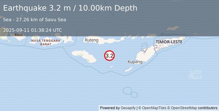 Earthquake SAVU SEA (3.2 m) (2025-09-11 01:38:24 UTC)