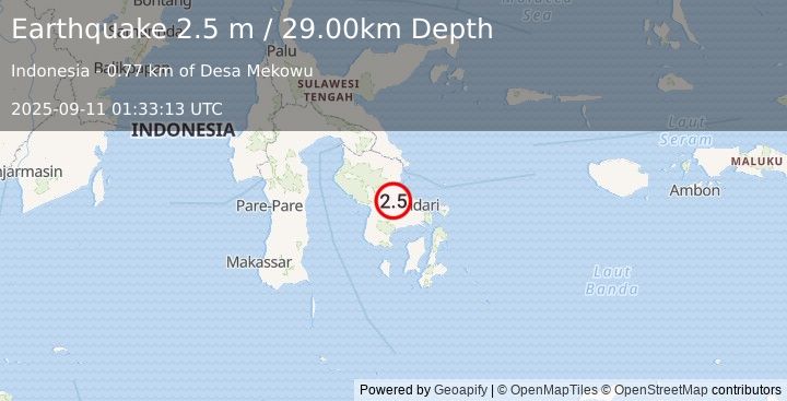 Earthquake SULAWESI, INDONESIA (2.5 m) (2025-09-11 01:33:13 UTC)