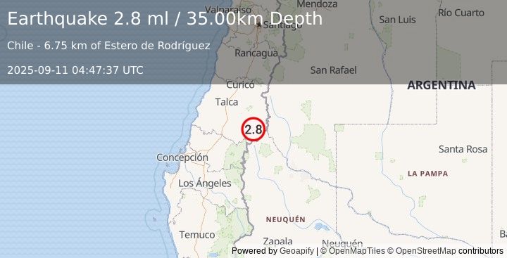 Earthquake MAULE, CHILE (2.8 ml) (2025-09-11 04:47:37 UTC)
