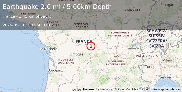 Earthquake FRANCE (2.0 ml) (2025-09-11 10:09:45 UTC)