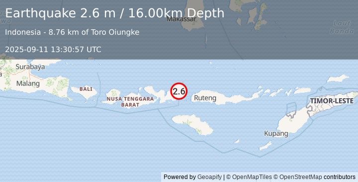 Earthquake FLORES REGION, INDONESIA (2.6 m) (2025-09-11 13:30:57 UTC)