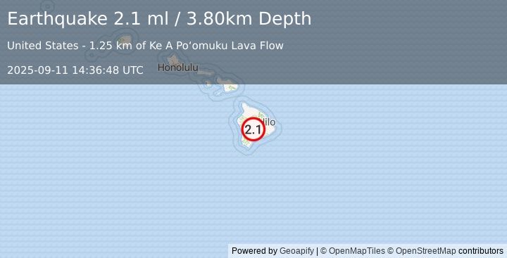 Earthquake ISLAND OF HAWAII, HAWAII (2.1 ml) (2025-09-11 14:36:48 UTC)