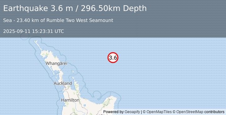Earthquake OFF E. COAST OF N. ISLAND, N.Z. (3.6 m) (2025-09-11 15:23:31 UTC)