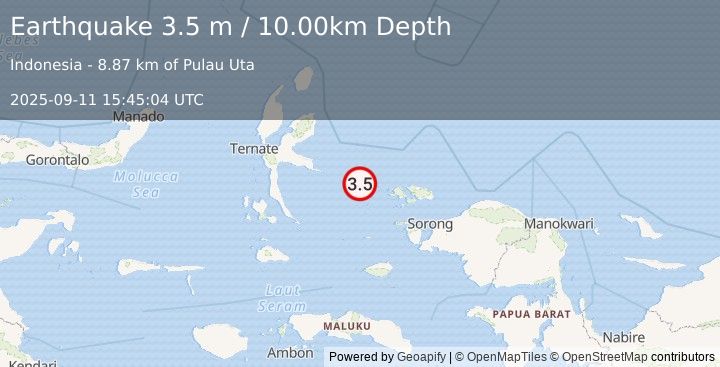 Earthquake HALMAHERA, INDONESIA (3.5 m) (2025-09-11 15:45:04 UTC)