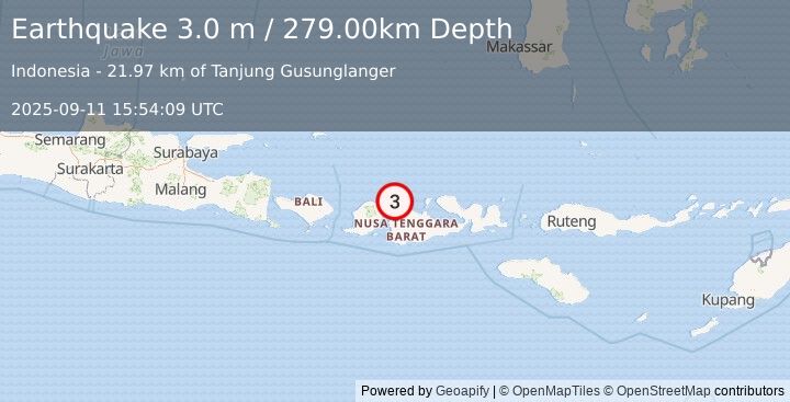 Earthquake LOMBOK REGION, INDONESIA (3.0 m) (2025-09-11 15:54:09 UTC)