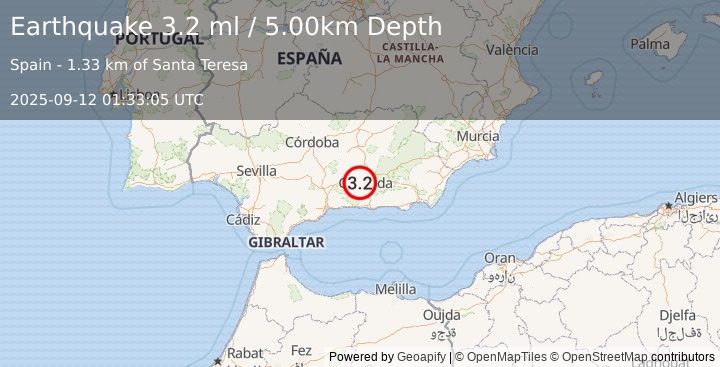 Earthquake SPAIN (3.1 ml) (2025-09-12 01:33:04 UTC)