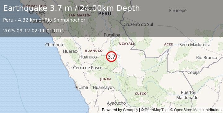 Earthquake CENTRAL PERU (3.7 m) (2025-09-12 02:11:01 UTC)
