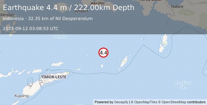 Earthquake BANDA SEA (4.4 m) (2025-09-12 03:08:53 UTC)