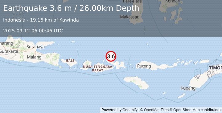 Earthquake FLORES SEA (3.6 m) (2025-09-12 06:00:46 UTC)