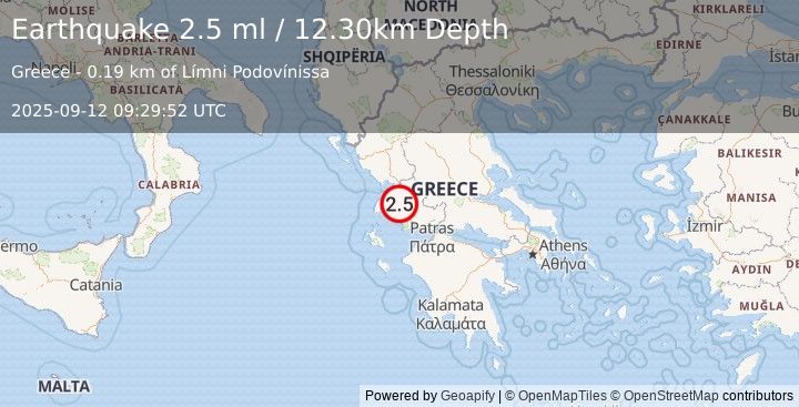 Earthquake GREECE (2.5 ml) (2025-09-12 09:29:52 UTC)
