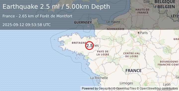 Earthquake FRANCE (2.5 ml) (2025-09-12 09:53:58 UTC)