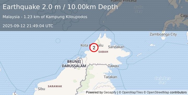 Earthquake SABAH, MALAYSIA (2.0 m) (2025-09-12 21:49:04 UTC)