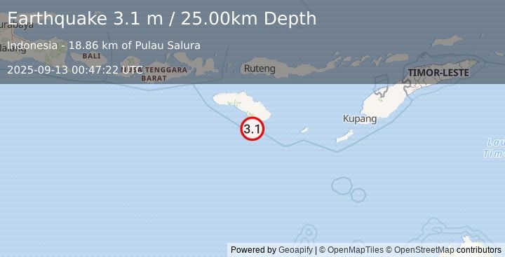 Earthquake SUMBA REGION, INDONESIA (3.1 m) (2025-09-13 00:47:22 UTC)