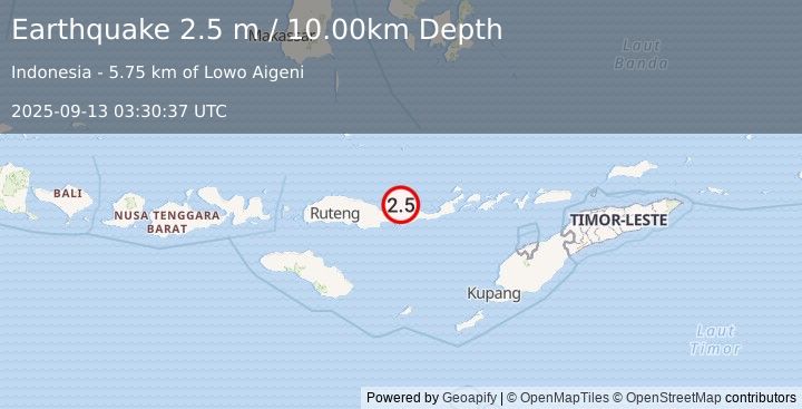 Earthquake FLORES REGION, INDONESIA (2.5 m) (2025-09-13 03:30:37 UTC)