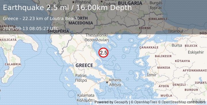 Earthquake AEGEAN SEA (2.5 ml) (2025-09-13 08:05:27 UTC)