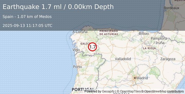 Earthquake SPAIN (1.7 ml) (2025-09-13 11:17:05 UTC)