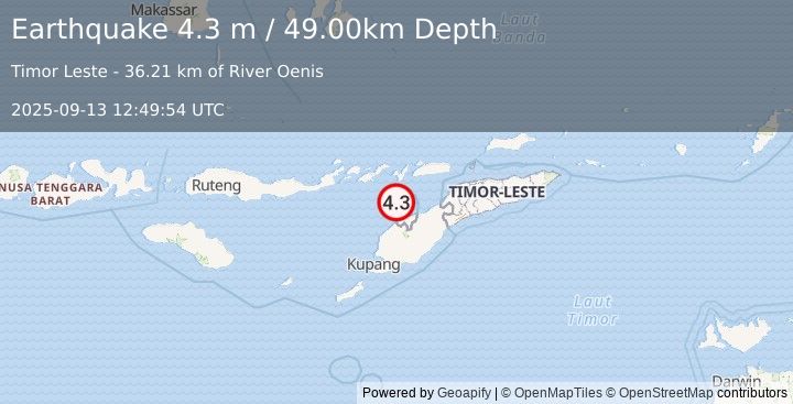 Earthquake KEPULAUAN ALOR, INDONESIA (4.3 m) (2025-09-13 12:49:54 UTC)